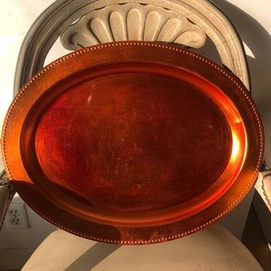 Beautiful Metallic Russet Orange Plastic Platter / For Household Use Only!!